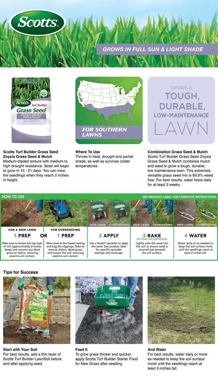 Scotts Turf Builder Grass Seed Zoysia Grass Seed and Mulch 18362 The